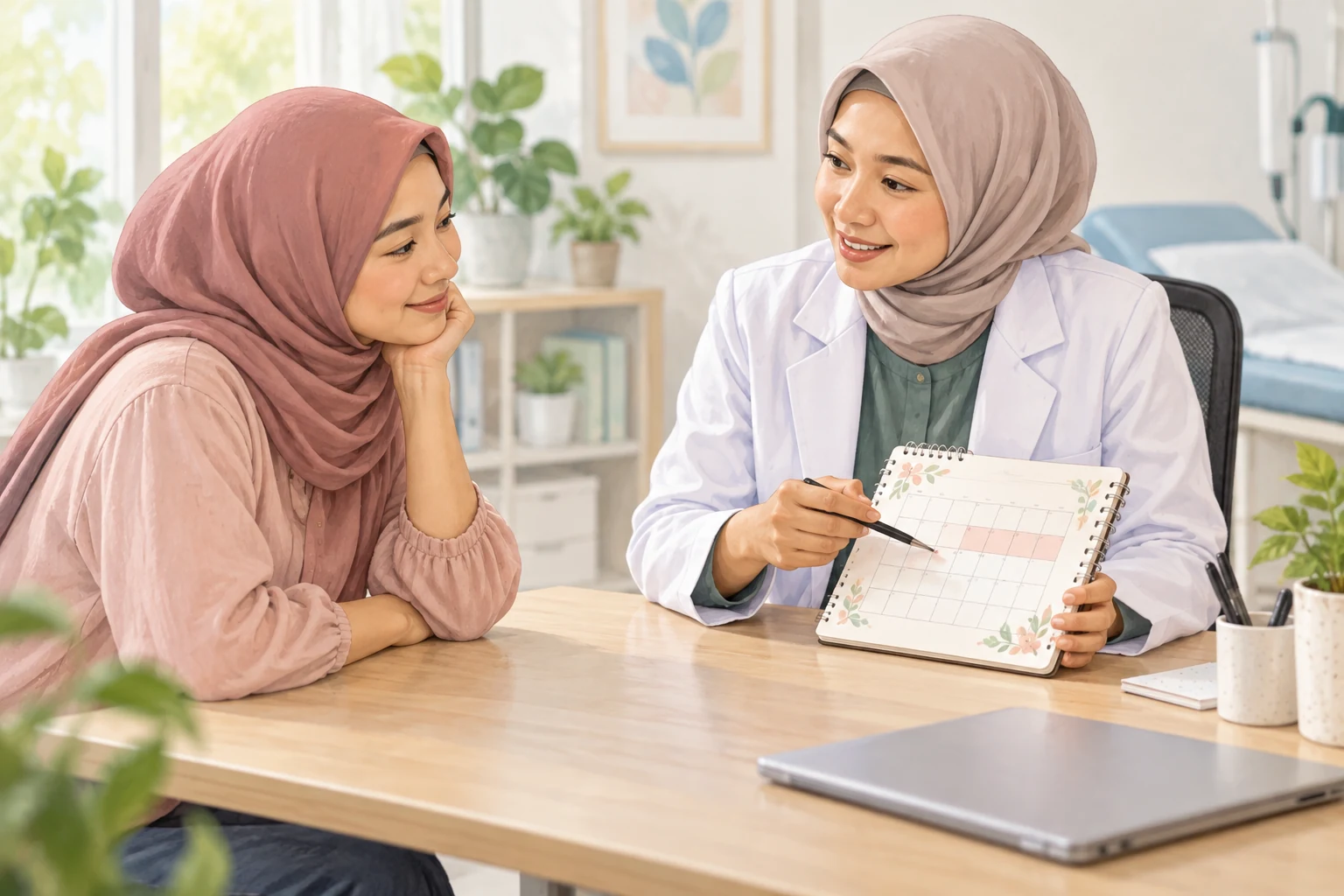 Ilustrasi pembahasan catatan siklus dan perdarahan dengan dokter