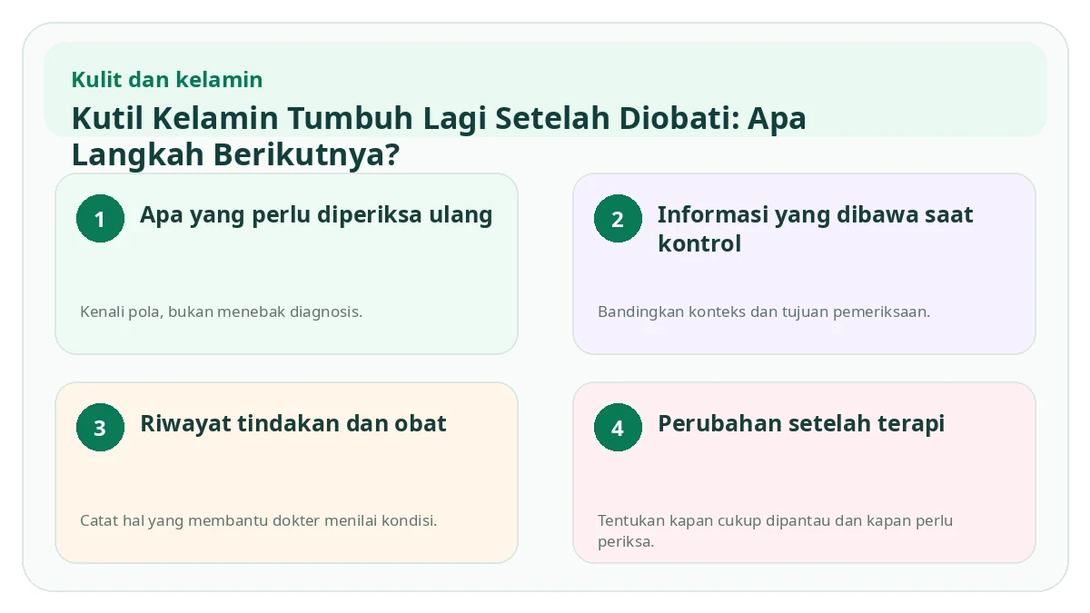 Ringkasan visual Kutil Kelamin Tumbuh Lagi Setelah Diobati: Apa Langkah Berikutnya?