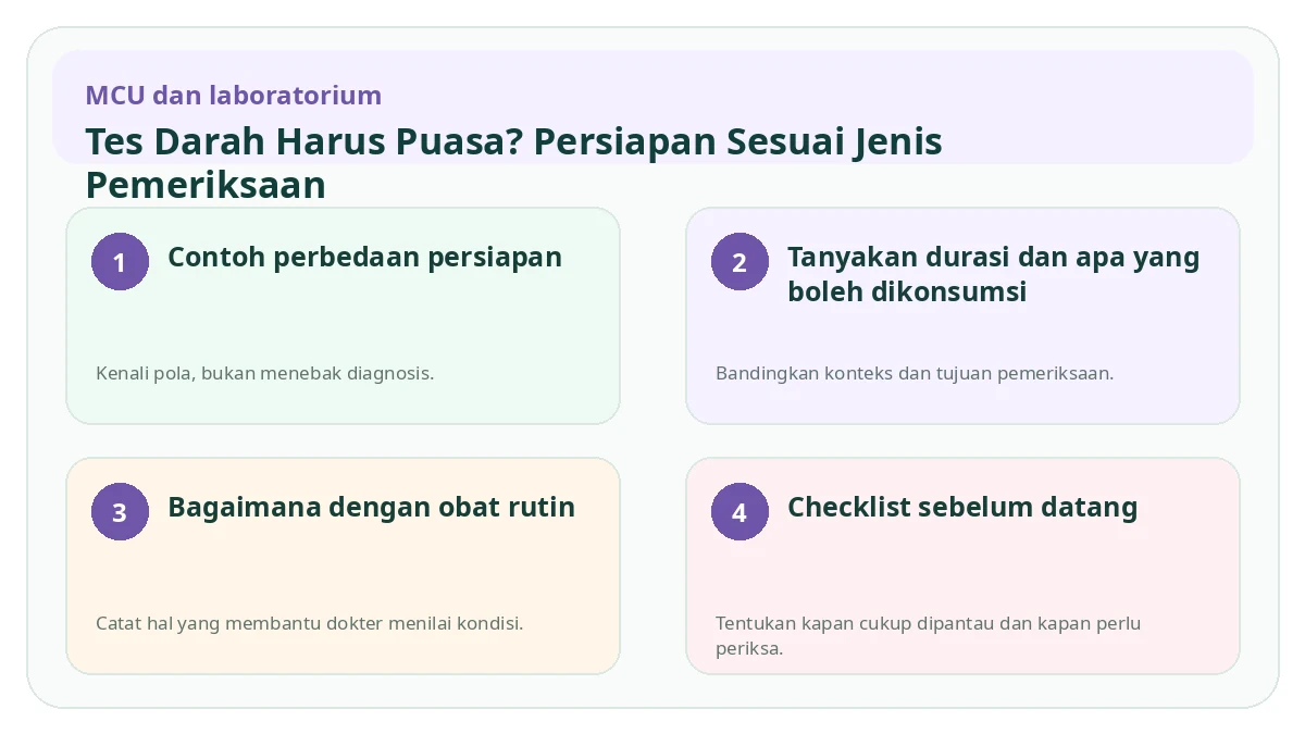 Ringkasan visual Tes Darah Harus Puasa? Persiapan Sesuai Jenis Pemeriksaan