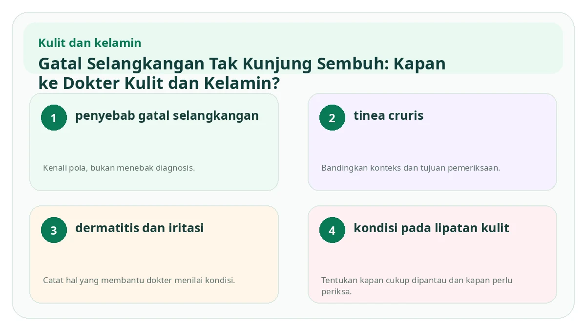 Ringkasan visual Gatal Selangkangan Tak Kunjung Sembuh: Kapan ke Dokter Kulit dan Kelamin?
